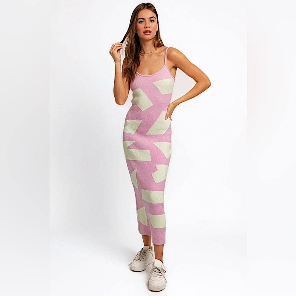 NWT-Abstract Printed Sweater Comfy Maxi Dress